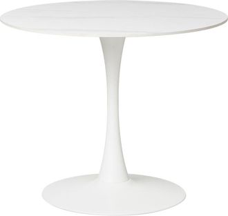 Beliani Beliani - Minimalist Round Dinner Kitchen Table &oslash; 90 cm Sintered Stone Top Metal Base White Marble Effect Boca