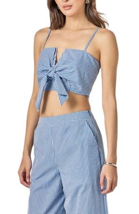 English Factory Check Tied Crop Tank in Blue at Nordstrom, Size X-Small