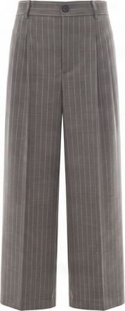 P.A.R.O.S.H. Wide-Leg Trousers in Smooth Virgin Wool with Pinstripe Pattern