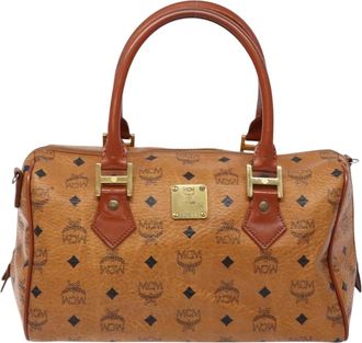 MCM Visetos Logogramme Leather Brown Leather Handbag (Pre-Owned)