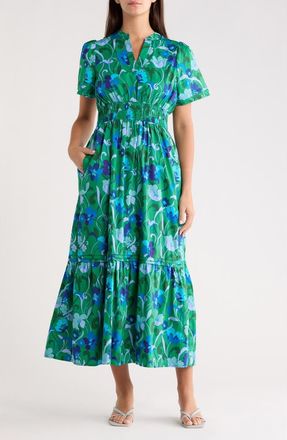 Sugarlips Lara Floral Print A-Line Dress in Kelly-Blues-Multi at Nordstrom, Size X-Large