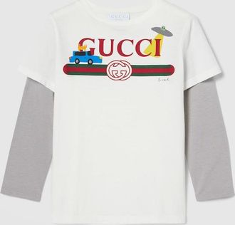 Gucci Kids - Cotton T-shirt With Print, Size 10 years, White, Ready-to-wear