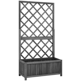 vidaXL Garden Trellis Planter Black 70x30x135 cm Solid Firwood Vidaxl
