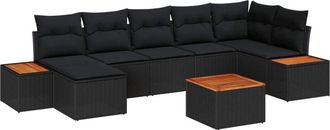 vidaXL Garden Sofa Set with Cushion 8 pcs Black Poly Rattan vidaXL