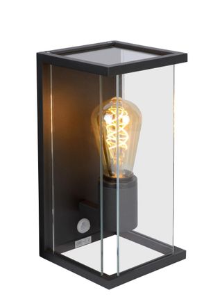 Netlighting Claire Modern Wall Lantern Light Outdoor PIR Sensor 1xE27 IP54 Anthracite in Black