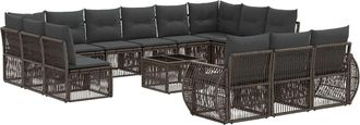 vidaXL Conjunto De Sof&aacute;s De Jard&iacute;n 14 Uds. Gris Y Gris Oscuro Vidaxl