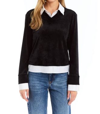 Drew Biana Twofer Sweatshirt In Evergreen
