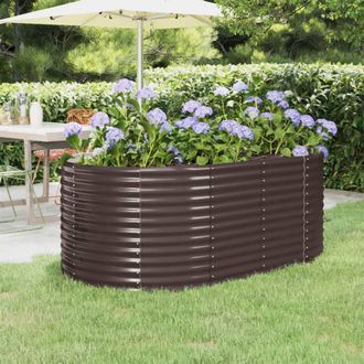 vidaXL Jardinera Arriate Acero Recubrimiento Polvo Marr&oacute;n 175x100x68cm Vidaxl