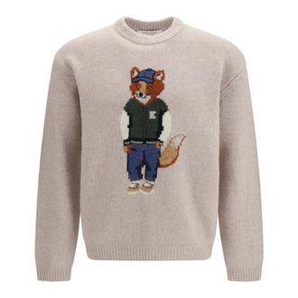 Maison Kitsun&eacute; Maglione Dressed Fox - - Knitwear - Uomo - Beige - S