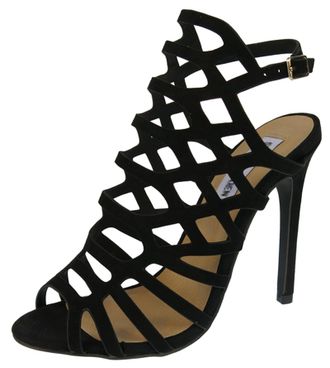 Minitoo Womens Gladiator Sandals Slingback Stiletto High Heel Summer Shoes TM020 Suede Black UK 9