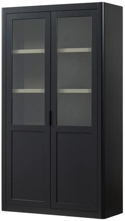 De Eekhoorn Grosser Design Vitrinenschrank Gunaro aus nachhaltigem Massivholz, Schwarz matt