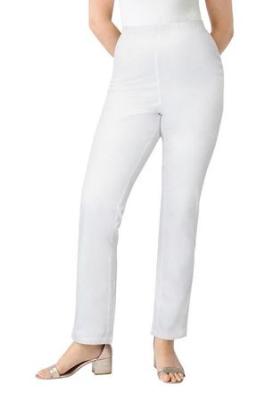 Roaman's Plus Size Comfort Stretch Straight Leg Jean in White Denim at Nordstrom, Size 34