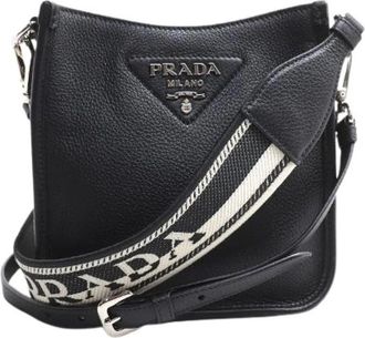 Prada Pre-owned Vitello Daino leren schoudertas - Dames - Vintage Schoudertas - Zwart - ONE Size - Leer - Vintage