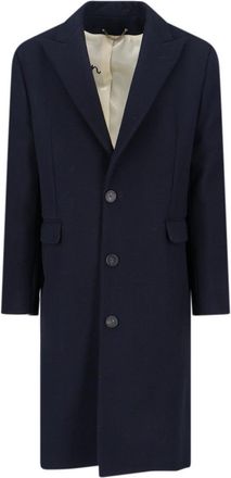 Golden Goose Navy Wool Blend Coat With Star Logo