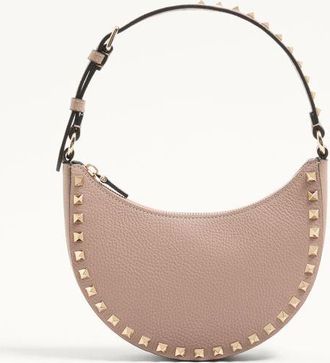 Valentino Garavani Mini Rockstud Hobo Bag In Grainy Calfskin Wo