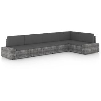vidaXL Juego Muebles De Jard&iacute;n 5 Pzas Y Cojines Rat&aacute;n Sint&eacute;tico Gris Vidaxl