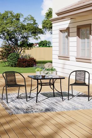Living and Home 2 Seater Outdoor Garden Dining Bistro Set in Black