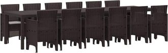 vidaXL Conjunto De Comedor De Jard&iacute;n 13 Pcs Marr&oacute;n Ratan Polt Vidaxl