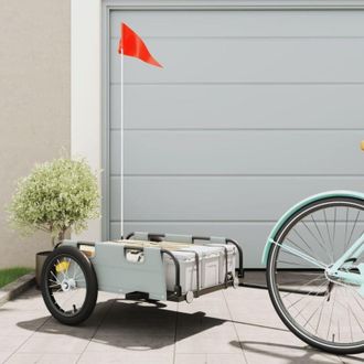 vidaXL Vidaxl - Remolque Para Bicicletas Hierro Y Tela Oxford Gris
