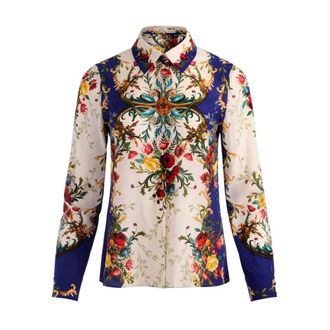 Alice & Olivia Overhemden, Dames, Veelkleurig, L, Willa Lange Mouw Verborgen Sluiting Zijden Blouse
