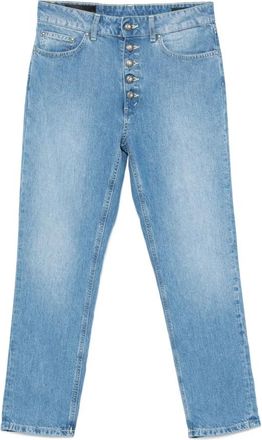 Dondup Blauwe Jeans met Knoopsluiting - Dames - Slim Fit Jeans - Blauw - W26 - Katoen - Jeans