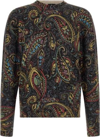 Etro Crewneck Trui - Heren - Ronde hals truien - Veelkleurig - L - Wol - Truien & Vesten