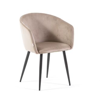 Siediti Fuori e Dentro Set de 2 sillas acolchadas en terciopelo beige con patas metal gris
