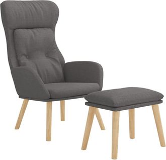 vidaXL Sill&oacute;n De Relax Con Taburete Tela Gris Oscuro Vidaxl