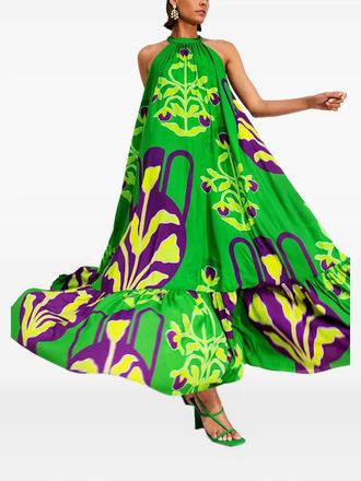 Twin-Set floral-print tiered dress - women - Fabric - 44 - Green