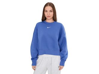 Nike Sportswear Phoenix Fleece Over-Oversized Crew Neck Sweatshirt Womens Sweatshirt Light Medium Blue/Sail : 2XL, Cotton/Polyester