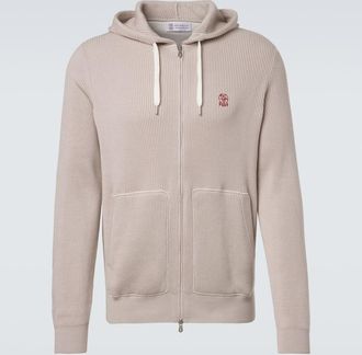 Brunello Cucinelli Felpa con cappuccio in cotone a coste