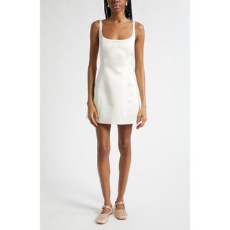 Sandy Liang Perla Bow & Rhinestone Minidress in Champagne at Nordstrom, Size 10