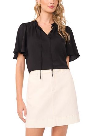 Vince Camuto Tie Neck Top in Rich Black at Nordstrom, Size X-Small