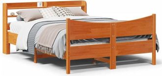 vidaXL Vidaxl - Estructura Cama Con Cabecero Madera Pino Marr&oacute;n Cera 140x190 Cm