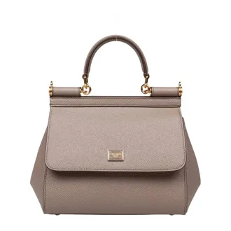 Dolce & Gabbana Mud Dauphine Leather Handbag - female - Dolce & Gabbana - Handbags - Brown - ONE SIZE - Bags