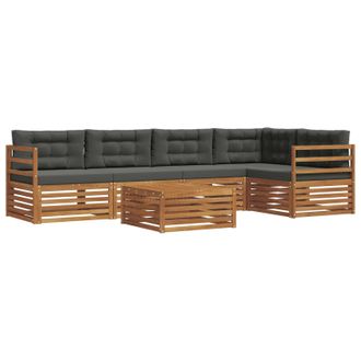 vidaXL Conjunto De Sof&aacute;s De Exterior 6 Pcs Natural Y Antracita Vidaxl