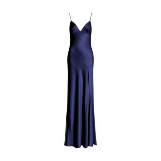 Alberta Ferretti Long slip dress with side slit - female - Alberta Ferretti - Gowns - Blue - XS - Dresses