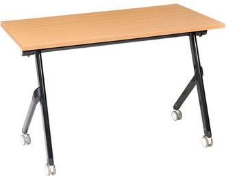 Beliani Escritorio Rectangular Moderno Plegable Con Ruedas Mesa M&oacute;vil Port&aacute;til 120 X 60 Cm Estructura De Metal Marr&oacute;n Y Negro Bendi