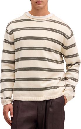 Nn.07 Sailor 60019 Organic Cotton Crewneck Sweater in Ivory at Nordstrom, Size Xx-Large