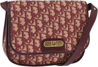 Dior Pre-owned Cross Body Bags, female, Red, Size: ONE SIZE Pre-owned Vintage Trotter Canvas Shoulder Bag