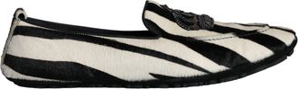 Dolce & Gabbana Black White Calf Fur Slip On Loafers Men Mens Shoes