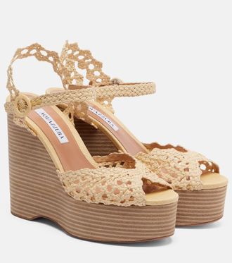 Aquazzura Bossa Nova raffia wedge sandals