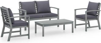 vidaXL Vidaxl - Juego Muebles De Jard&iacute;n 4 Piezas Y Cojines Madera Acacia Maciza