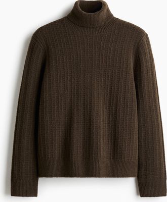 H&M Rollkragenpullover in Regular Fit - Green