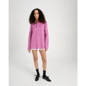 HommeGirls Mini Shirtdress in Raspberry Stripe at Nordstrom, Size Medium