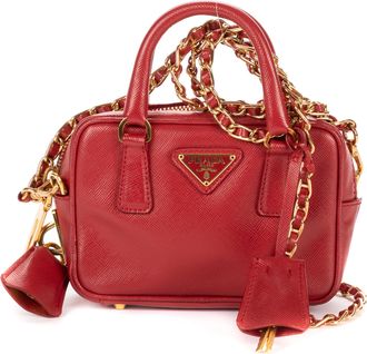 Prada Pre-owned Womens Mini Top Handle Crossbody Shoulder Bag - Red - One Size
