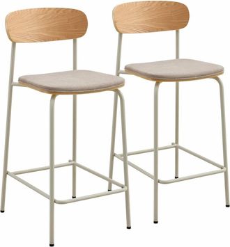 Oviala Juego de 2 silla altas de madera beige