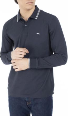 Harmont & Blaine Blauw Gestreept Lange Mouw Katoenen Polo - Heren - Polos - Blauw - S - Katoen - Tops