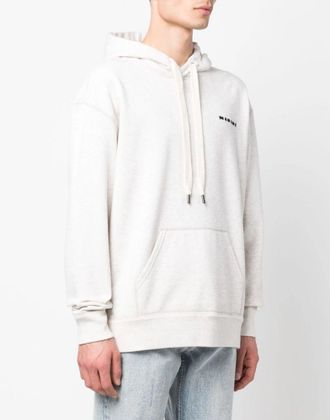 Isabel Marant Mens Marcello Logo Embroidered Hoodie Beige Clothing > Knitwear