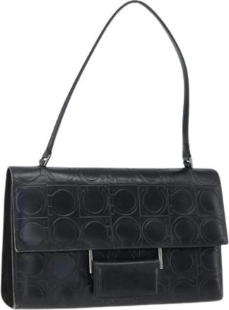 Ferragamo Pre-owned Shoulder Bags, female, Black, Size: ONE SIZE Pre-owned Leather Shoulder Bag